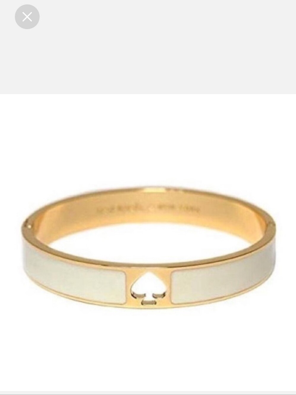 kate spade Gold-Tone and White Enamel Spade Cutout Bangle Bracelet EUC